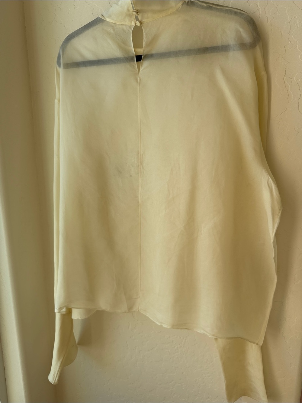 The Row Sheer Cream Mock Neck Long-Sleeve Blouse size Large - Picture 11 of 14